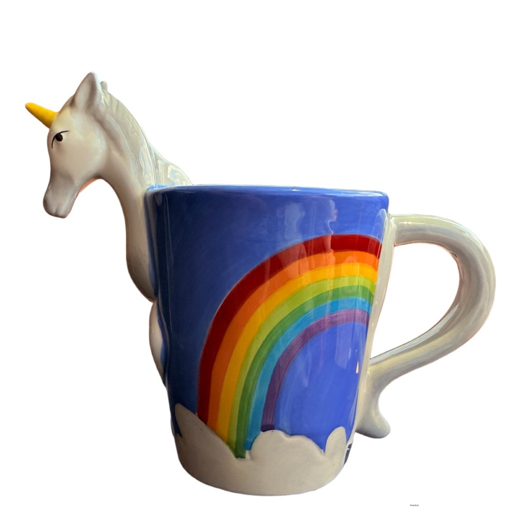 Thinkgeek unicorn 3D coffee cup mug rainbow whimsical ceramic cup